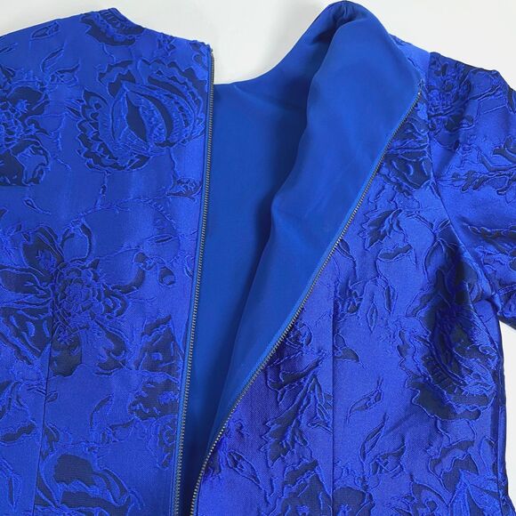 Alice + Olivia Esther Dress Womens 12 Multicolor Satin Floral Ruffle Hem Flaws - Picture 11 of 16